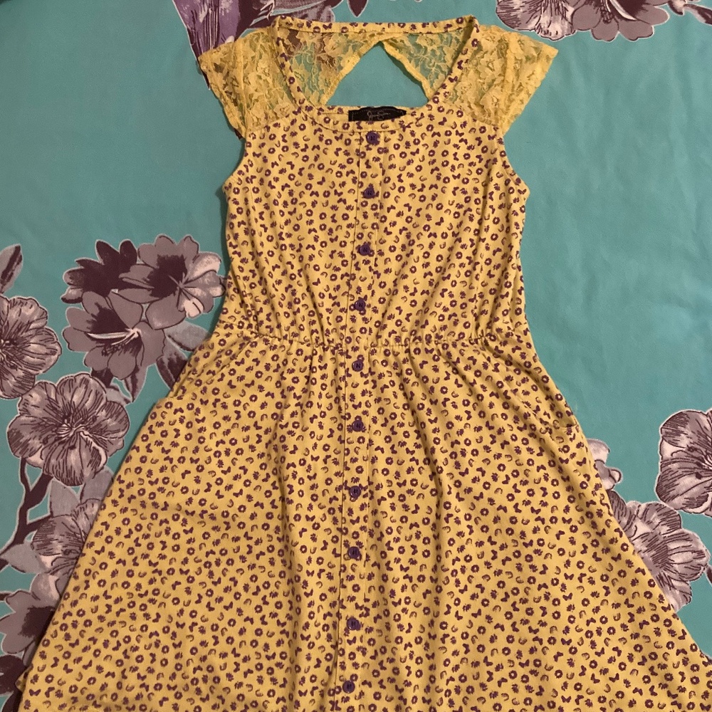 Jessica Simpson girl’s Med/Y8-10 dress, butterfly pattern & lace back detail